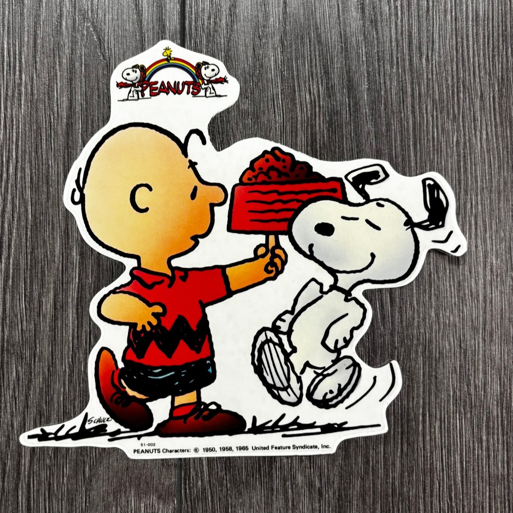 Vintage Peanuts Charlie Brown Snoopy Sticker Decal 1965 United Feature Syndicate